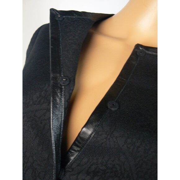 Magaschoni Black Jacquard Faux Leather Snap Front Jacket Blazer 12 NEW M397 - Picture 6 of 6